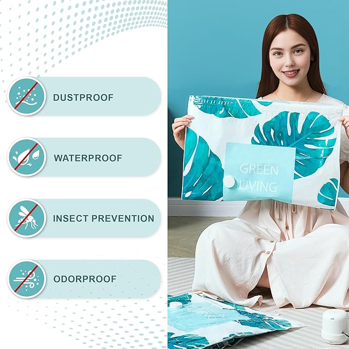 20 Pack Vacuum Storage Bags for Clothing Travel with Electric Pump, 4 Sizes Jumbo/Large/Medium/Small Space Saver Bags Vacuum Sealed for Luggage Blankets, Vacuum Seal Bags for Bedding Comforters