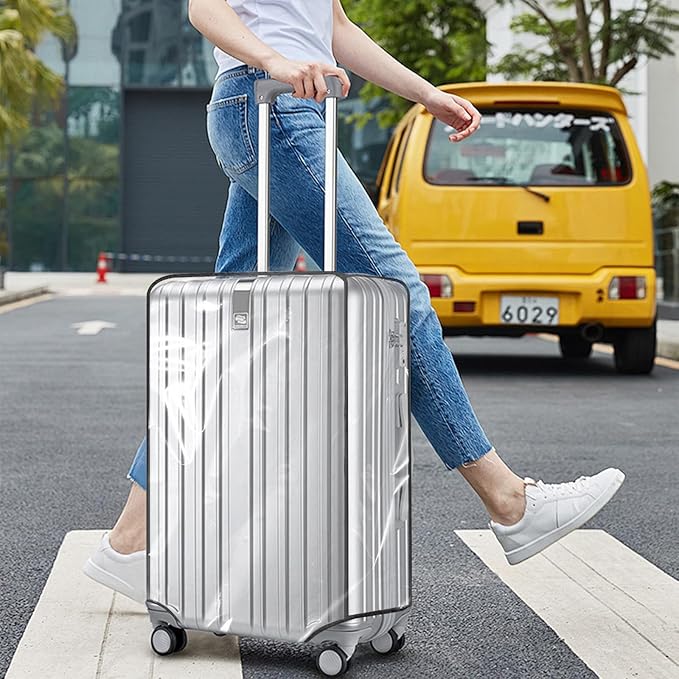 Clear PVC Luggage Cover, Waterproof Dustproof Anti-Scratch Suitcase Protector, Fits Wheeled Suitcases 18" 22" 24" 26" 28" 30" - Thicken Baggage Cover Case(30")