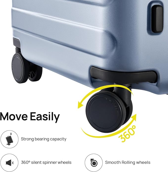 Carry on Luggage 22 X 14 X 9 Airline Approved, 20 Inch Luggage for 3-5 Days Travel, Double Spinner Wheels, 100% Hardshell PC, TSA Lock (03-Shadow (Basic), Checked 24-Inch)