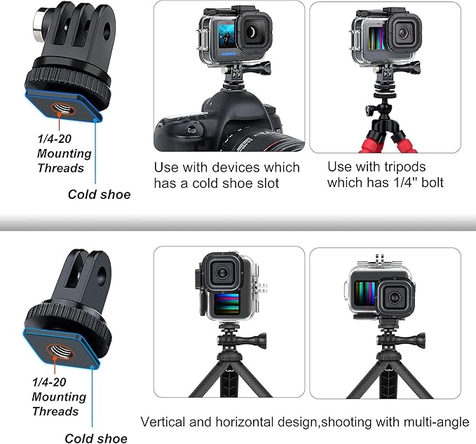 SOONSUN Waterproof Case for GoPro Hero 13 12 11 10 9 Black,196FT/60M Underwater Protective Diving Housing with Accessories, Built-in Dual Cold Shoe Mount to Connect Video Light and Microphone
