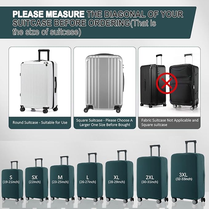 Travel Luggage Cover Suitcase Protector Scratch-Resistant Fit 19-31 Inch Suitcase, Not Included Suitcase (Avocado Green, SX(22-23 inch))