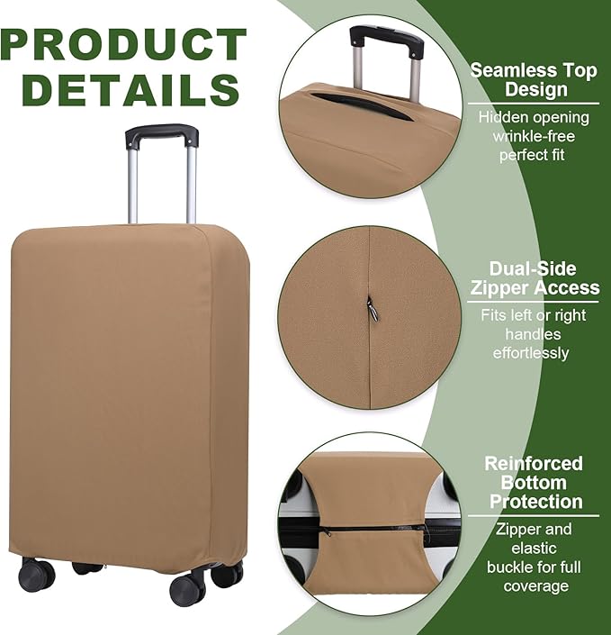 PATIKIL Luggage Cover, Suitcases Covers Elastic Carry on Cover Protector Washable Scratch-Resistant Fits 19-21 Inch Luggage for Travel Business Trips, Khaki