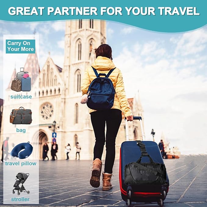 2Pack Luggage Straps Add Bag Luggages Straps to Connect Two Suitcases, Adjustable Luggage Belt Connector for Carry On, Travel Attachment Accessories for Connect Your 3 Luggages, Orange