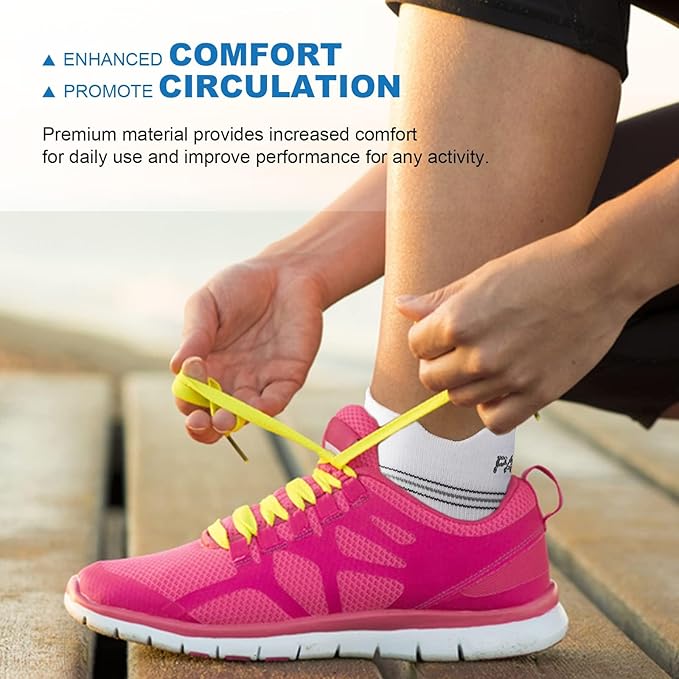 Plantar Fasciitis Sock (6 Pairs) for Men and Women, Compression Foot Sleeves with Arch and Ankle Support (White, Medium)
