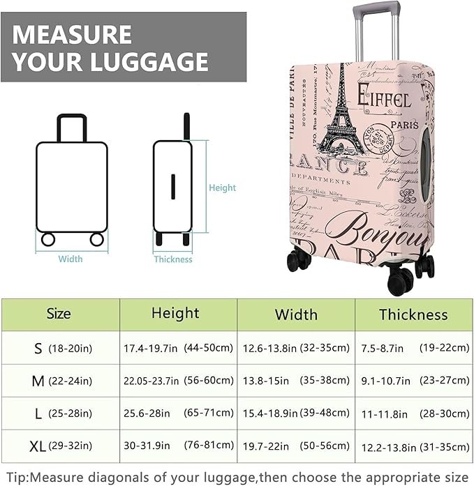 Travel Luggage Cover Suitcase Protector Fits 18-32 Inch Wheel Covers PatternedTravel Related Items Flower Luggage Protector Elastic M