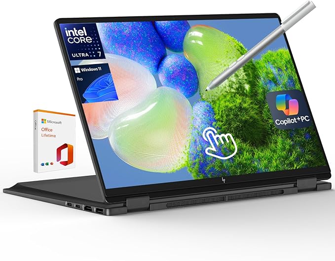HP OmniBook X Flip 16 2-in-1 Laptop: 16" FHD+ Touchscreen, Intel Core Ultra 7, 16GB RAM, 2TB SSD, w/Pen & Lifetime Office - Copilot+ AI PC, Windows 11 Pro