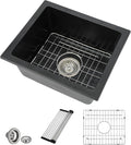18 Granite Composite Bar Sink - Donsdey 18”×16” Undermount Granite Kitchen Sink Black Quartz Classic Composite Under Counter Single Bowl Bar Prep RV Sinks Basin