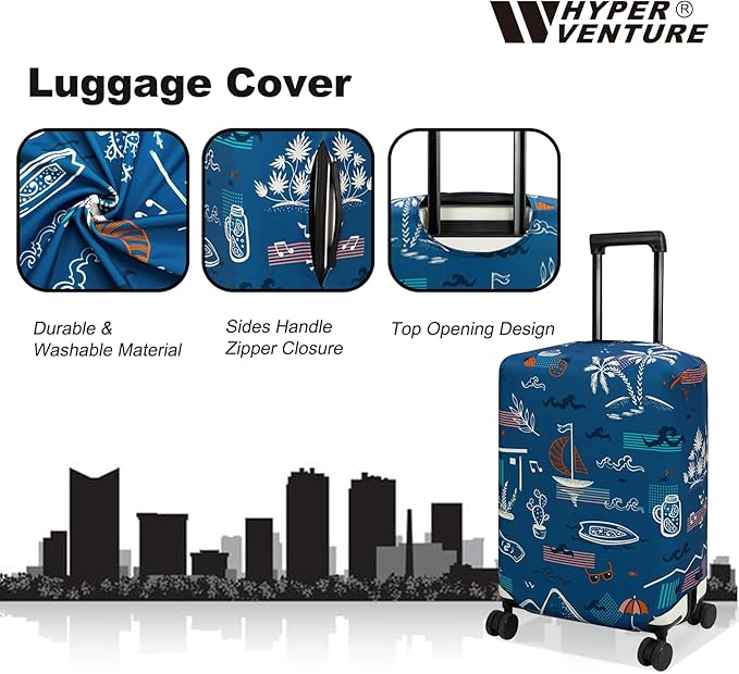 HYPER VENTURE Washable Luggage Cover - Fashion Suitcase Protector Fits 18-22 Inch Luggage (Hawaii Beach, S)