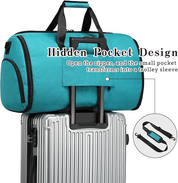 Garment Duffle Bags for Travel, Carry On Garment Duffel Weekender Bag 45L | 2-days Trip,Wrinkle-Free Travel,Separate Shoe Pocket | Overnight Garment Bag for Vacation, Business Trips, Weekend