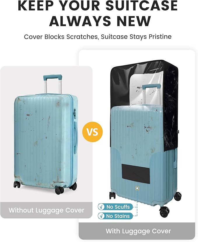 Travelkin Clear Luggage Cover Protectors For Suitcase Transparent TPU Suitcase Cover Protector Fit 18-32 Inch Luggage