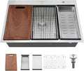 30 Inch Drop In Kitchen Sink Workstation-Bokaiya 30x22 Stainless Steel Drop In Sink 16 Gauge Deep Single Bowl Kitchen Sink with Cutting Board