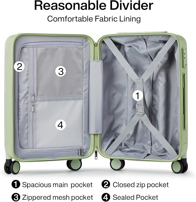 Hanke 28 Inch Luggage with Spinner Wheels Large Travel Suitcase Tsa Hard Case Luggage for Women Men Rolling Checked Luggages(Bamboo Green)