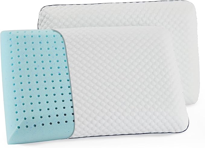 WEEKENDER Gel Memory Foam Pillow - Standard Size - 2-Pack - Medium Plush Feel - Neck & Shoulder Support - For Back, Side, & Stomach Sleepers - Home, Hotel, & Hospital Essentials