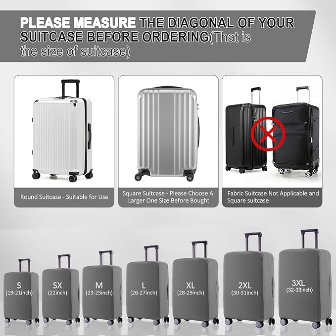 Travel Luggage Cover Suitcase Protector Scratch-Resistant Fit 19-31 Inch Suitcase, Not Included Suitcase (Slate Gray, SX(22-23 inch))