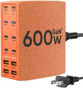 USB Charging Station (600W),12-Port USB C Charger Block with Dual 100W PD USB-C Fast Charging Station Hub for MacBook Pro/Air/All iPad Phone 17/16 15/14/13/Pro Max/Samsung Galaxy Note(Orange)