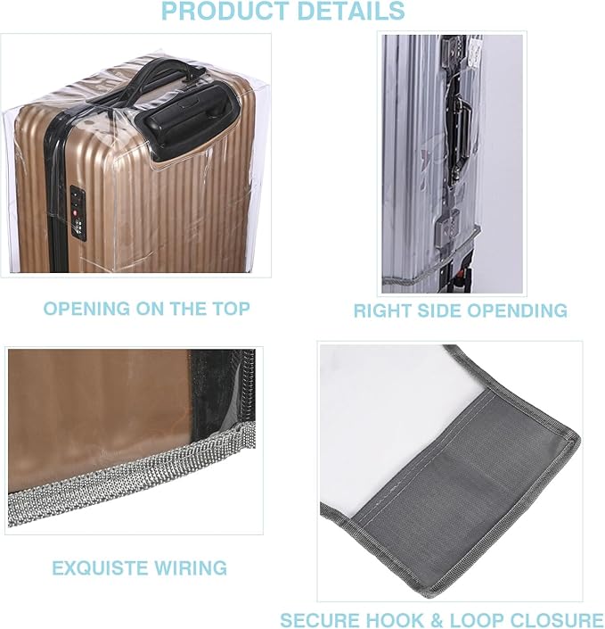 Clear PVC Suitcase Cover - Thickened Waterproof Luggage Protector, Full Transparent Dustproof Sleeve for Wheeled Suitcases (22")