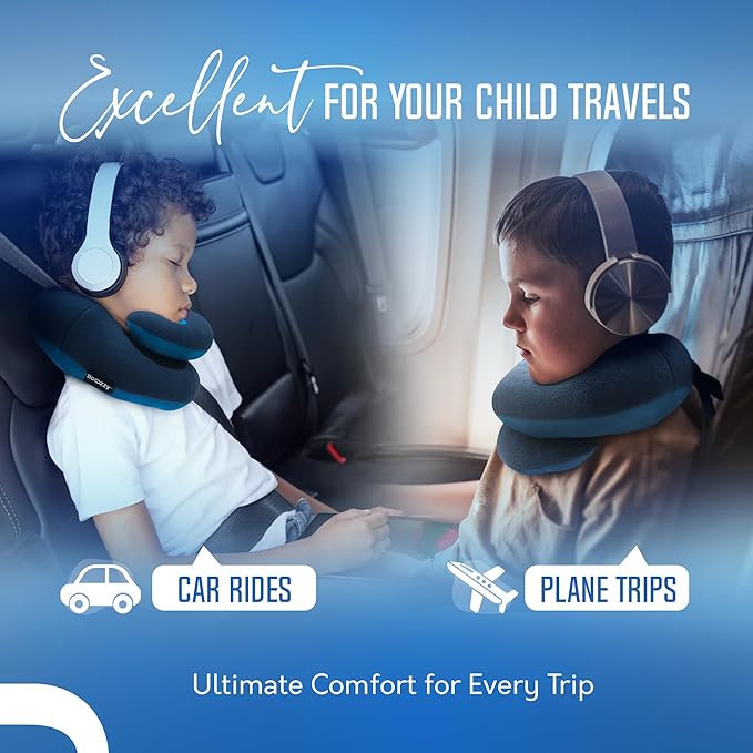 BCOZZY Kids Travel Neck Pillow (8-12 Y/O) – Patented Soft Child Pillow for Head & Chin Support in Car, Airplane, and Road Trip Sleeping. Adjustable Size. Carry Bag. Fully Washable. Medium, Pink