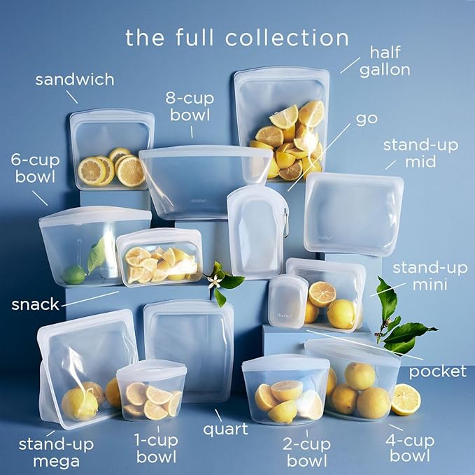 Stasher Premium Silicone Reusable Food Storage Bags, 2-Pack, Multi, Multi-Use Food Storage Bags, Lunch Bag, Travel Containers, BPA Free, Leak-free, Dishwasher-Safe, Eco-friendly