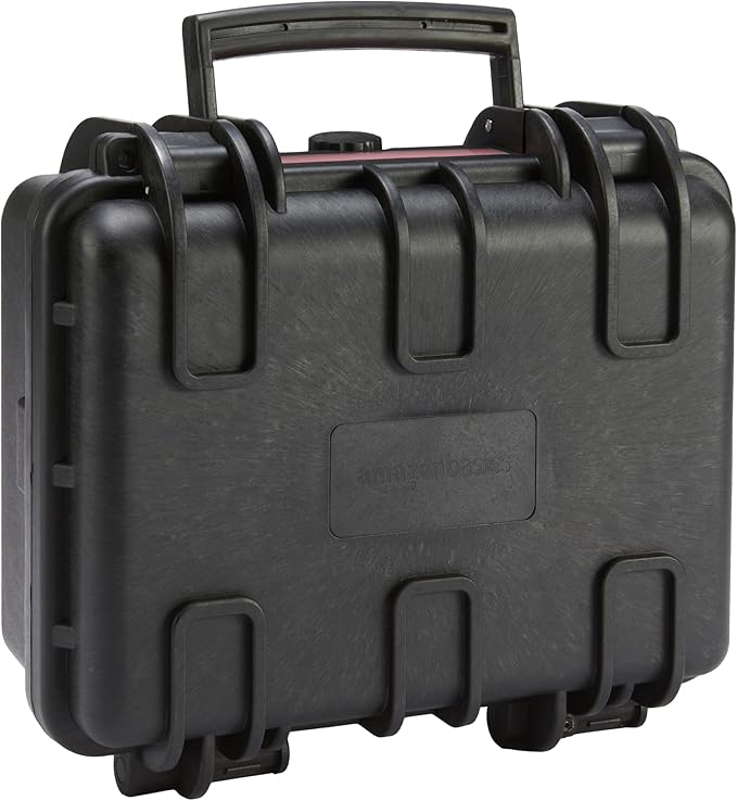 Amazon Basics Hard Camera Case, Small, Black, Solid, 12"L x 11"W x 6"H
