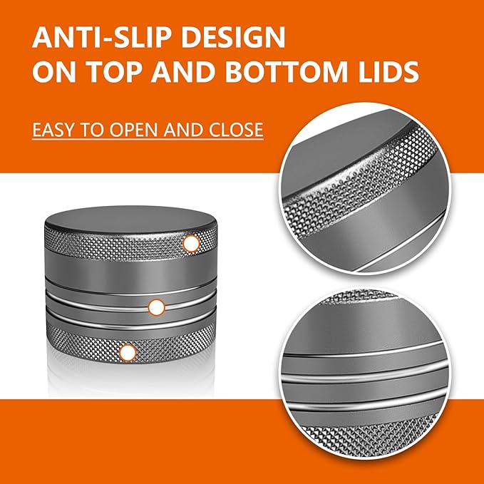 Small Pill Box, Portable Daily Box, Aluminium Alloy Round Container for Pills, Pocket Case (Gray)