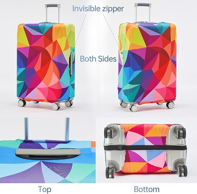 Travelkin Luggage Covers For Suitcase Tsa Approved,Suitcase Cover Protector Fit 18-32 Inch Luggage (Colorful Geometry, L)
