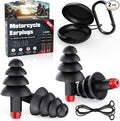 Motorcycle Ear Plugs, 2 Pairs Reusable Silicone, 26dB Wind Noise Reduction & Ear Protection Earplugs with Safety Cord & Travel Case, Comfort Fit for Motorbike, Highway Riding, Touring & Shooting