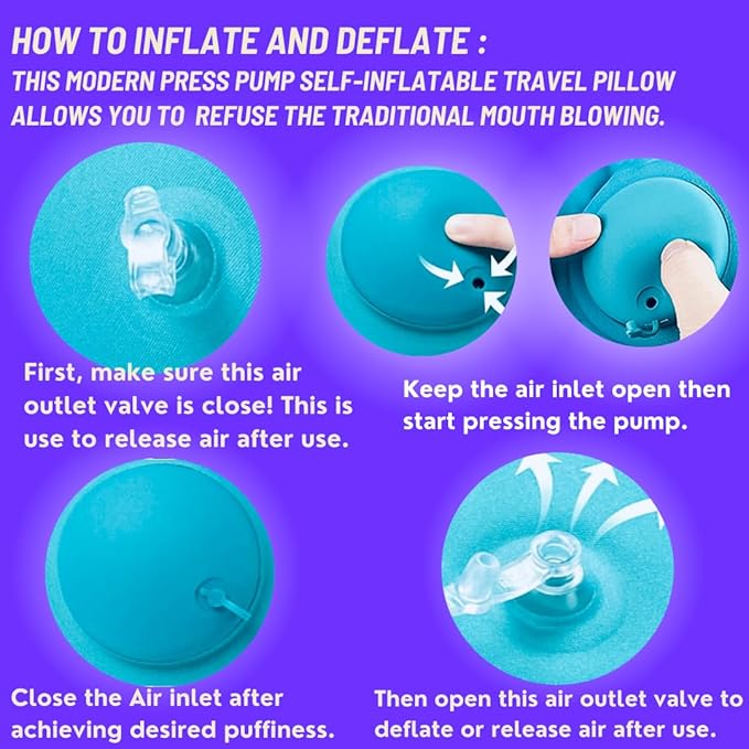 Vorgato Luxury- Airplane Pillow - Inflatable Travel Pillow - Airplane Essentials - Travel Neck Pillow - Inflatable Neck Pillow for Traveling - Neck Pillows for Travel - Blow Up Airplane Pillow