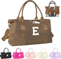 Birthday Graduation Gifts for Daughter,Initial Travel Duffel Bag Sports Gym Bag for Girls Teen Kids Birthday Gifts,Personalized Weekender Bag Carry On Tote Bags Cute Overnight Bag for Women(Brown, E)