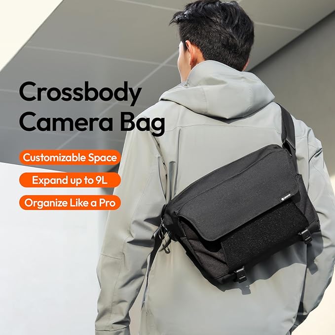 ULANZI BP11 8L Camera Sling Bag with Tripod Holder for Men Women, Lightweight Splash-proof DSLR/Mirrorless Anti-Theft Crossbody Bag for Travel Hiking Photography Customizable Front Pocket Camera Bag