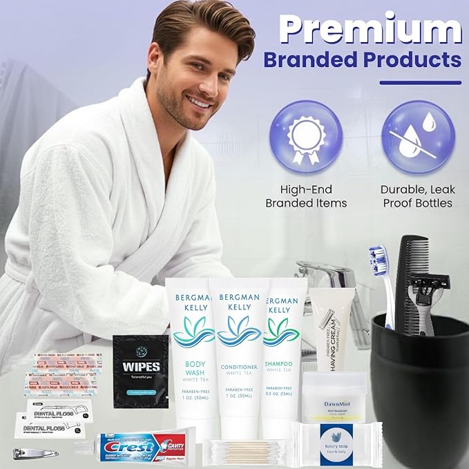 Trektote Bulk Hygiene Kit For Men And Women – (25 Pack) 20 Piece Set Of Travel Size Toiletries, TSA Compliant, Bulk Travel Essentials, Includes Shampoo And Conditioner, Body Wash, Toiletry Bag & More