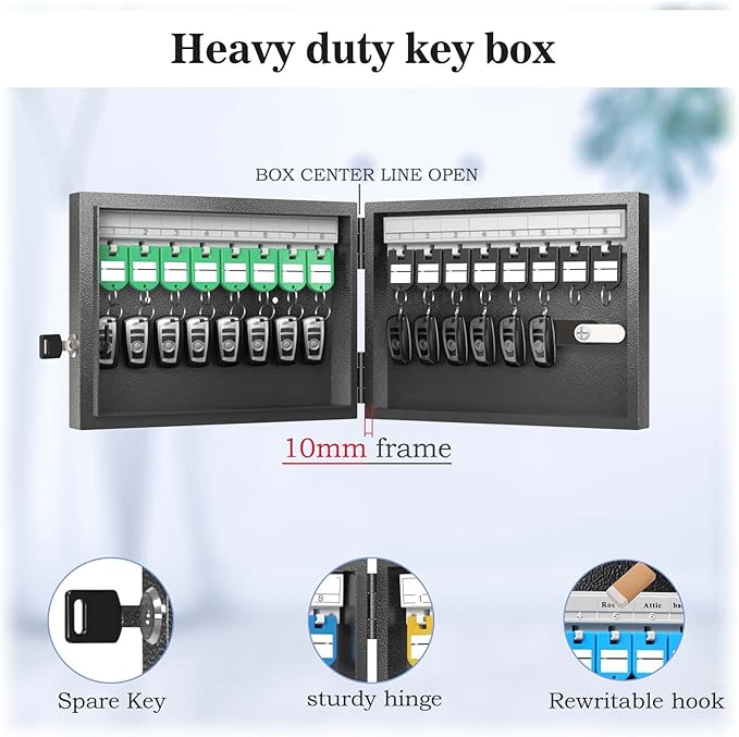 WeHere Key Lock Box, Wall Mount Key Cabinet With 16 Key Tags & Combination Lock - Mini ERP - Great for Valets, Hotels and House Keeps