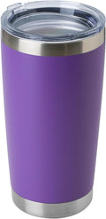 DOMICARE 20oz Stainless Steel Tumbler Bulk with Lid, Double Wall Vacuum Insulated Travel Mug, Powder Coated Coffee Cup (Powder Purple, 1)