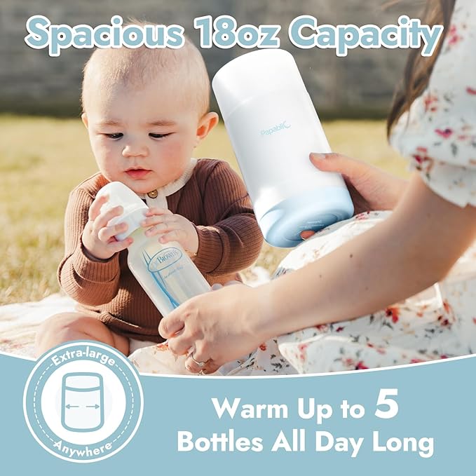 Papablic Portable Travel Baby Bottle Warmer Plus with Large Capacity, 18 oz