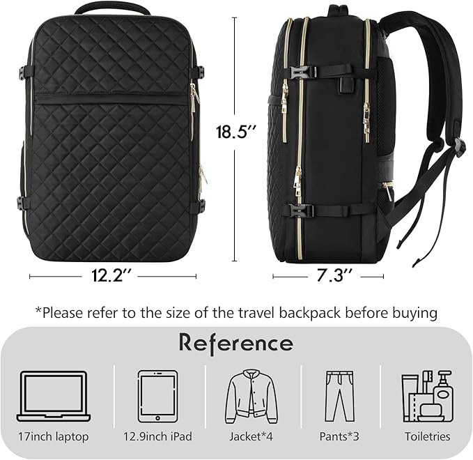MOMUVO Travel Backpack for Women, Carry On Backpack Airline Approved with 3 Packing Cubes,Laptop Backpack with USB Charging Port, Casual Daypack for Weekender Business College, Large