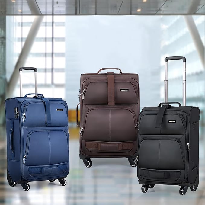 Hanke 20 Inch Softside Expandable Carry On Luggage with Spinner Wheels, Rolling Suitcase Travel Luggage with TSA Approved Luggage,Coffee