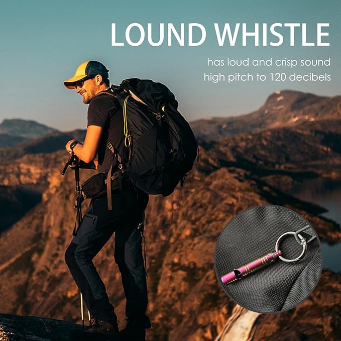 Whistle Emergency Titanium Whistle,Survival Loud Whistle Safety Whistle for Kids Women,EDC Signal Whistles Necklace