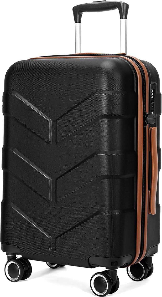 Hardside Carry On Luggage 22x14x9 Airline Approved with Spinner Wheels, Lightweight 20-inch Carry-On Suitcase for Men & Women, Black