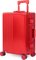 UrbanExplorer All Aluminum Carry On Luggage 22x14x9 Airline Approved Heavy Duty Hard Shell Suitcases Zipperless Suitcase with TSA Lock, Red, 20 Inch