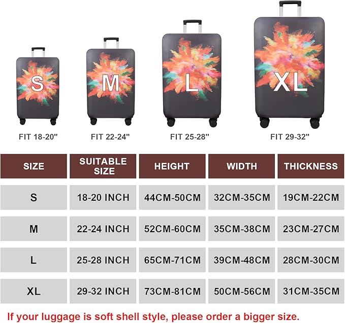 WUJIAONIAO Travel Luggage Cover Baggage Suitcase Cover Protector Skins 18-32 Inch (Graffiti, L (for 25-28 inch luggage))