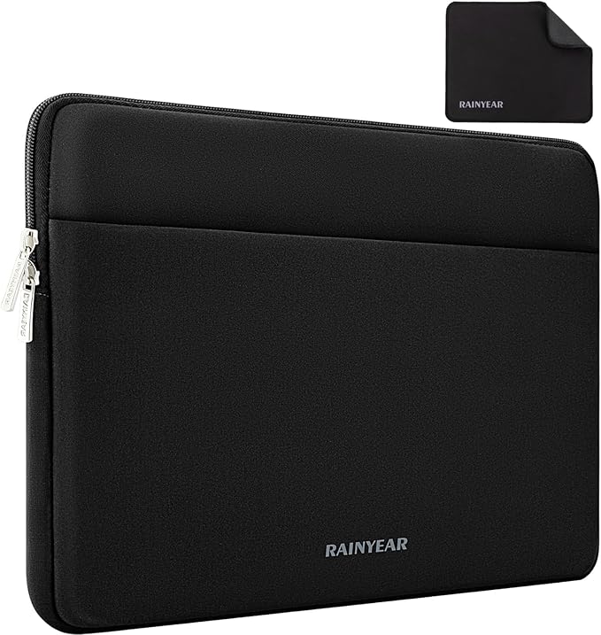 RAINYEAR Laptop Sleeve Case 15 16 Inch, Protective Portable Case with Front Pocket, Briefcase Handbag Computer Cover Laptop Bag Compatible for MacBook Pro/Max M4 M3 M2 M1, Black