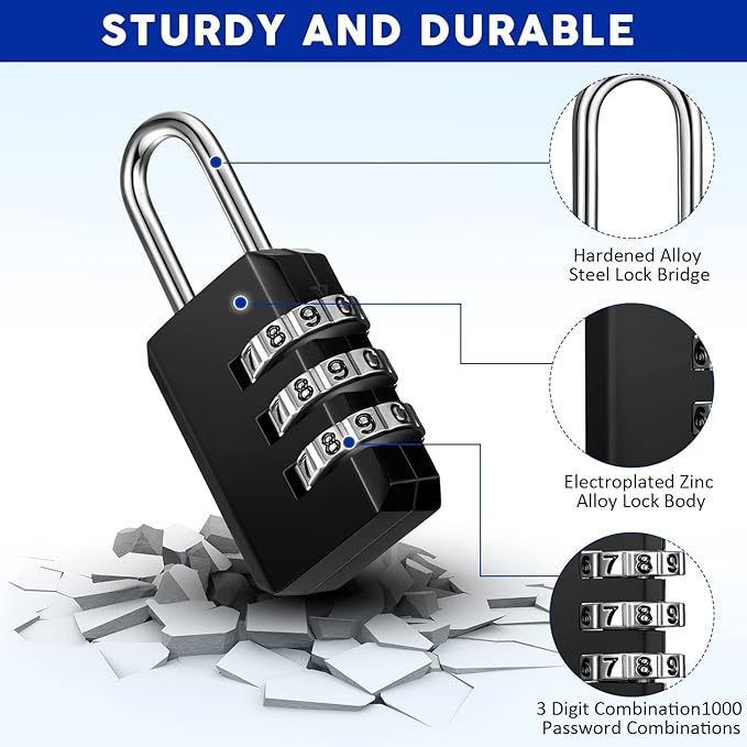 Chumia 32 Pack 3 Digit Combination Lock Small Combo Locks Waterproof Luggage Number Padlock for Backpack Suitcases Traveling Toolbox School Gym Employee Locker