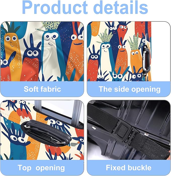 Carrot Luggage Cover Washable Suitcase Protector Anti-Scratch,Stretchable Fit for 20-34Inch Luggage Durable Travel Bag Cover with Zipper Closure (XL(32-34inch suitcase))