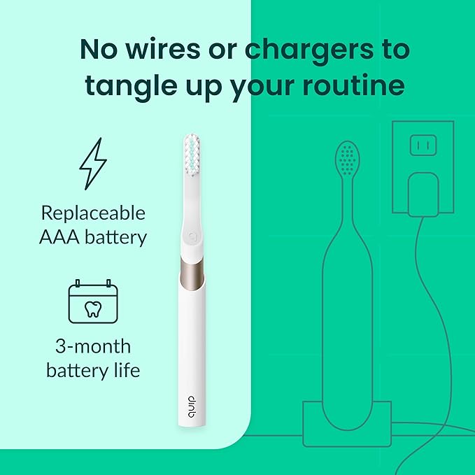 Quip Metal Sonic Toothbrush, Electric Toothbrush for Adults –Time Travel & Soft Bristles with Travel Case & Replaceable Brush Head -3-Month Battery Life - Dawn Peach Gold