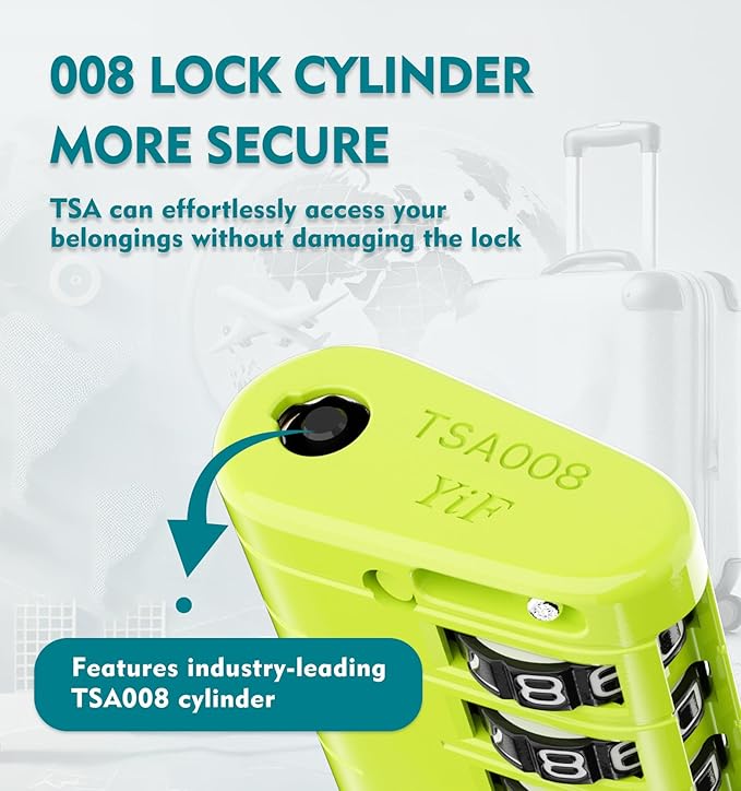 ANVIL TSA Approved Luggage Locks – High Security TSA008 Combination Travel Locks with Inspection Indicator for Suitcases and Backpacks. (4, Grass Green)