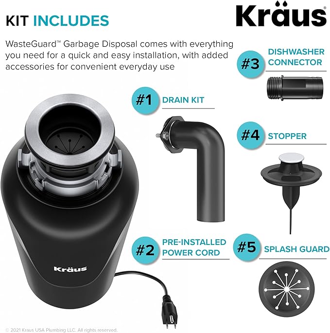 KRAUS Bellucci Workstation 32 in. Undermount Granite Composite Single Bowl Kitchen Sink in Metallic Black with Accessories with WasteGuard™ Continuous Feed Garbage Disposal, KGUW2-33MB-100-75MB