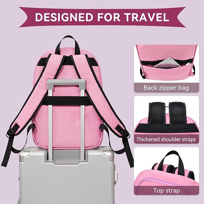 OMOUBOI Casual Daypacks Superbreak Backpack 14 inch Laptop Backpack for Women & Men Fits Tourism Business (Pink)