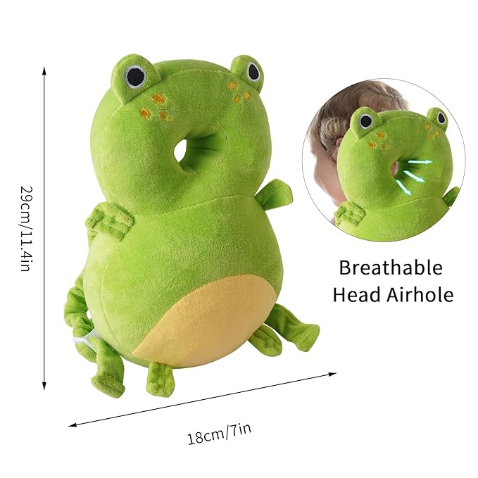 Baby Head Protector Backpack, Toddler Toddler Head Protector, Toddler Head Protector Padded Backpack Elasticated Carrier Wear (Frog)