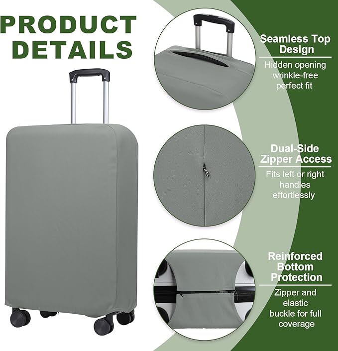PATIKIL Luggage Cover, Suitcases Covers Elastic Carry on Cover Protector Washable Scratch-Resistant Fits 24-25 Inch Luggage for Travel Business Trips, Gray