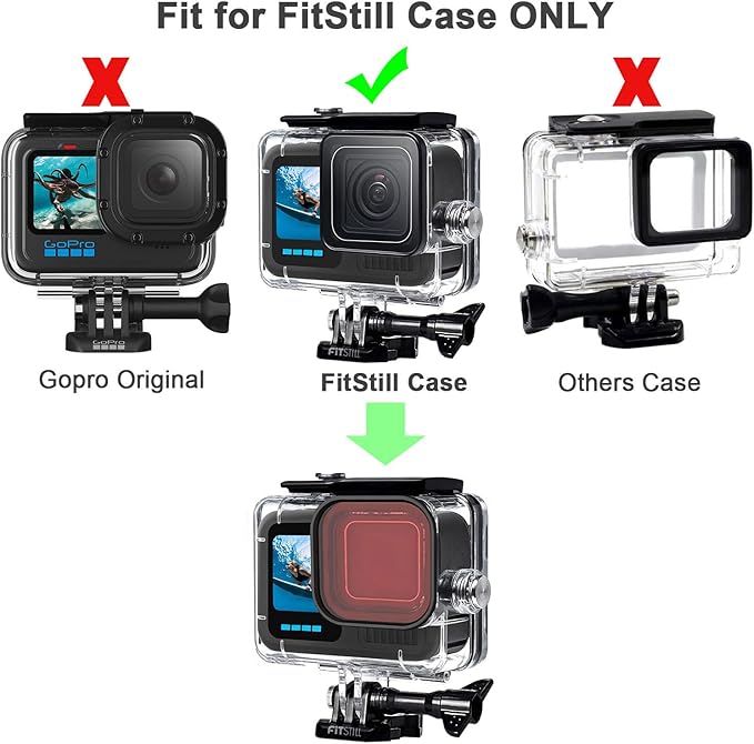 FitStill Carrying Protective Case Include 60M/196FT Underwater Waterproof Shell&Dive Filters&Silicone Case&Screen Protector&Monopod Floating Hand Grip Dive Only fit Go Pro Hero 13 Black Accessory Kit