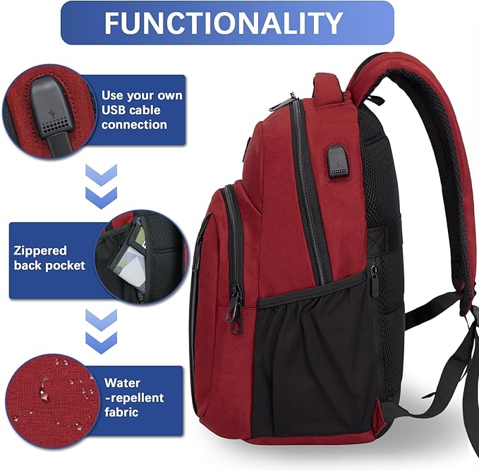 LARIPOP Travel Laptop Backpack,15.6 Inch Business Laptop backpack for Men Women with USB Charging Port,Water-Resistant Laptopack Weekender Daypack for Work College Computer